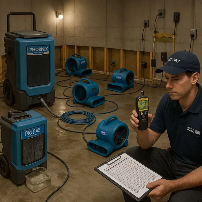 Structural Drying and Dehumidification process in Minorca, LA